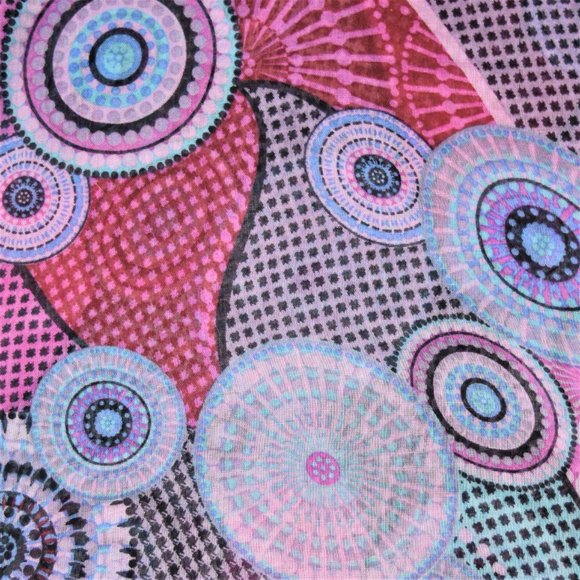 Mandala Houndstooth Infinity Circle Fashion Scarf Pink Purple Blue Scarves 64" - Picture 3 of 8